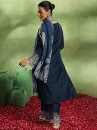 Libas Women Ethnic Motifs Yoke Design Regular Beads and Stones Kurta with Trousers & With Dupatta