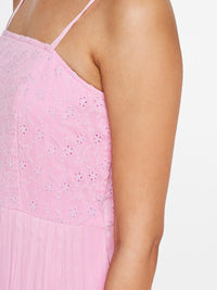 AND Pink Schiffli A-line Maxi Dress