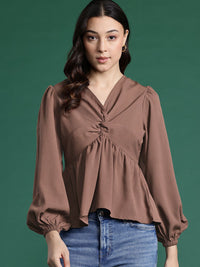 DressBerry Puff Sleeve Twisted Empire Top