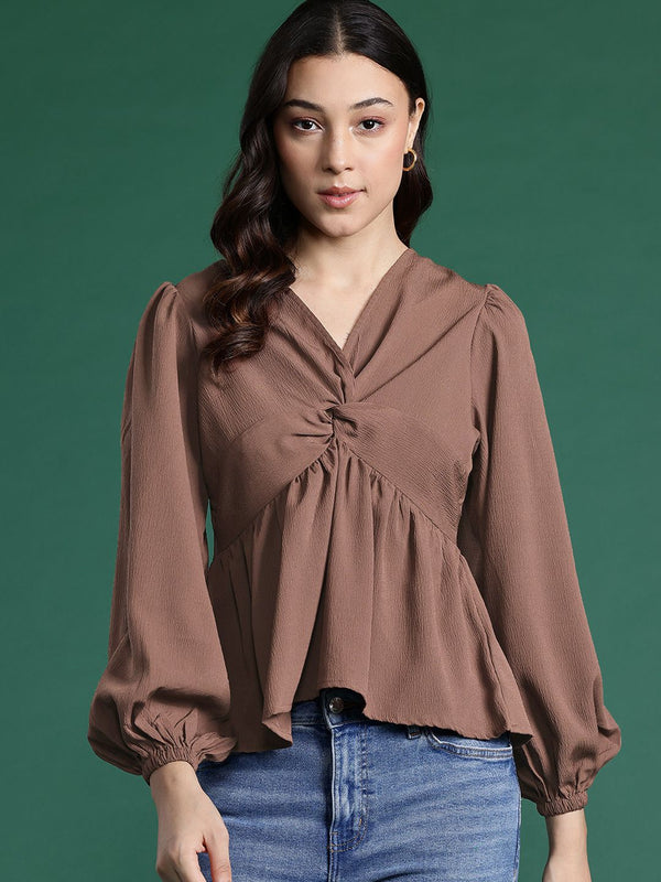 DressBerry Puff Sleeve Twisted Empire Top