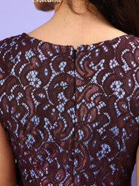 Miss Chase Maroon Georgette Maxi Dress
