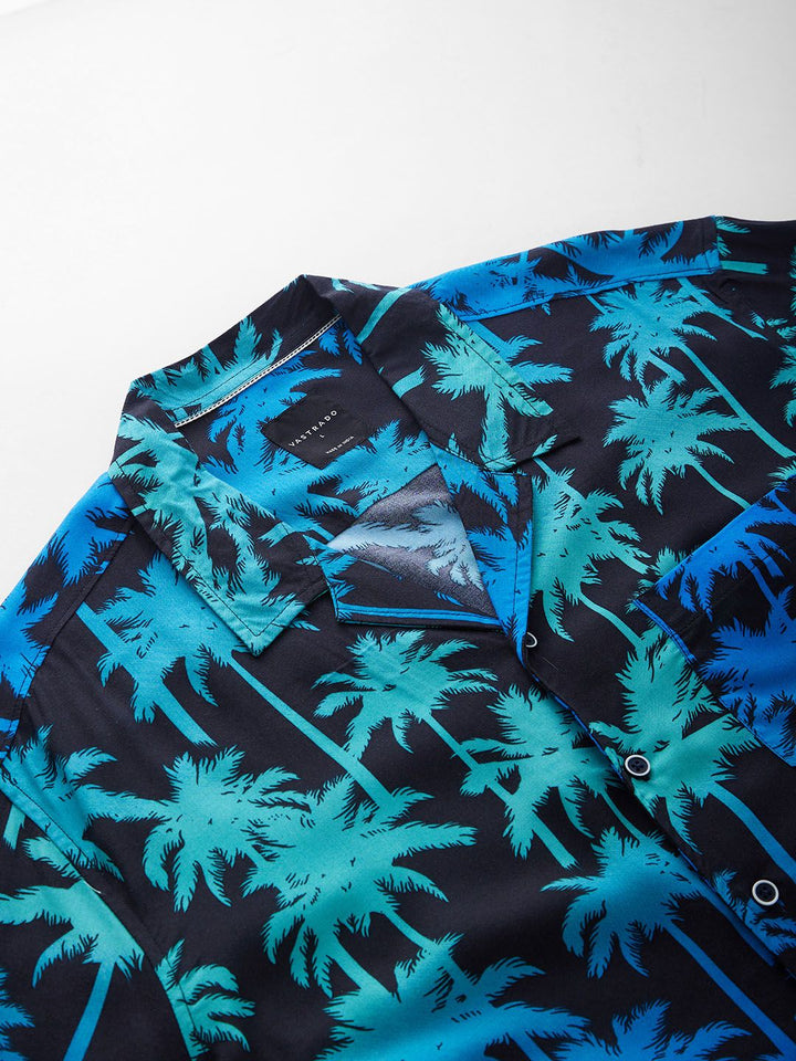 VASTRADO Classic Floral Printed Cuban Collar Oversized Casual Shirt