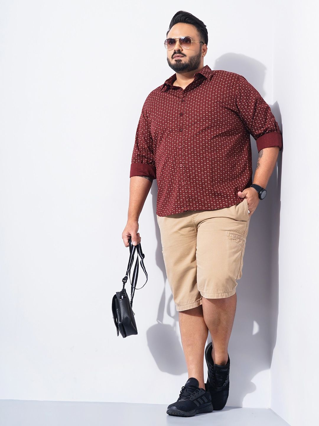 The Indian Garage Co Plus Size Micro Ditsy Printed Cotton Casual Shirt
