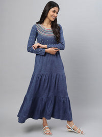 AURELIA Women Printed Winter Wear Maxi Dress