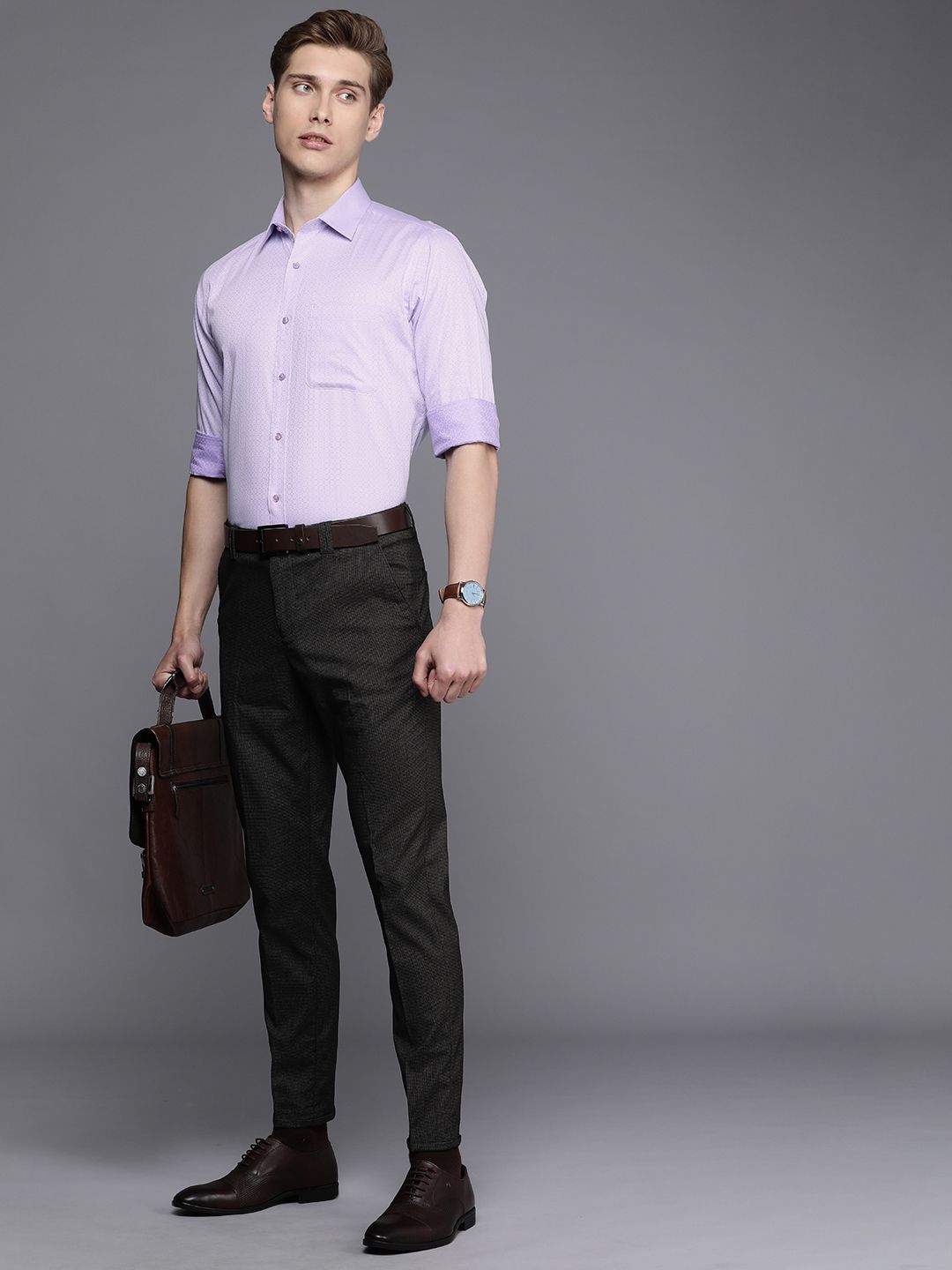 Raymond Self Design Slim Fit Pure Cotton Opaque Formal Shirt