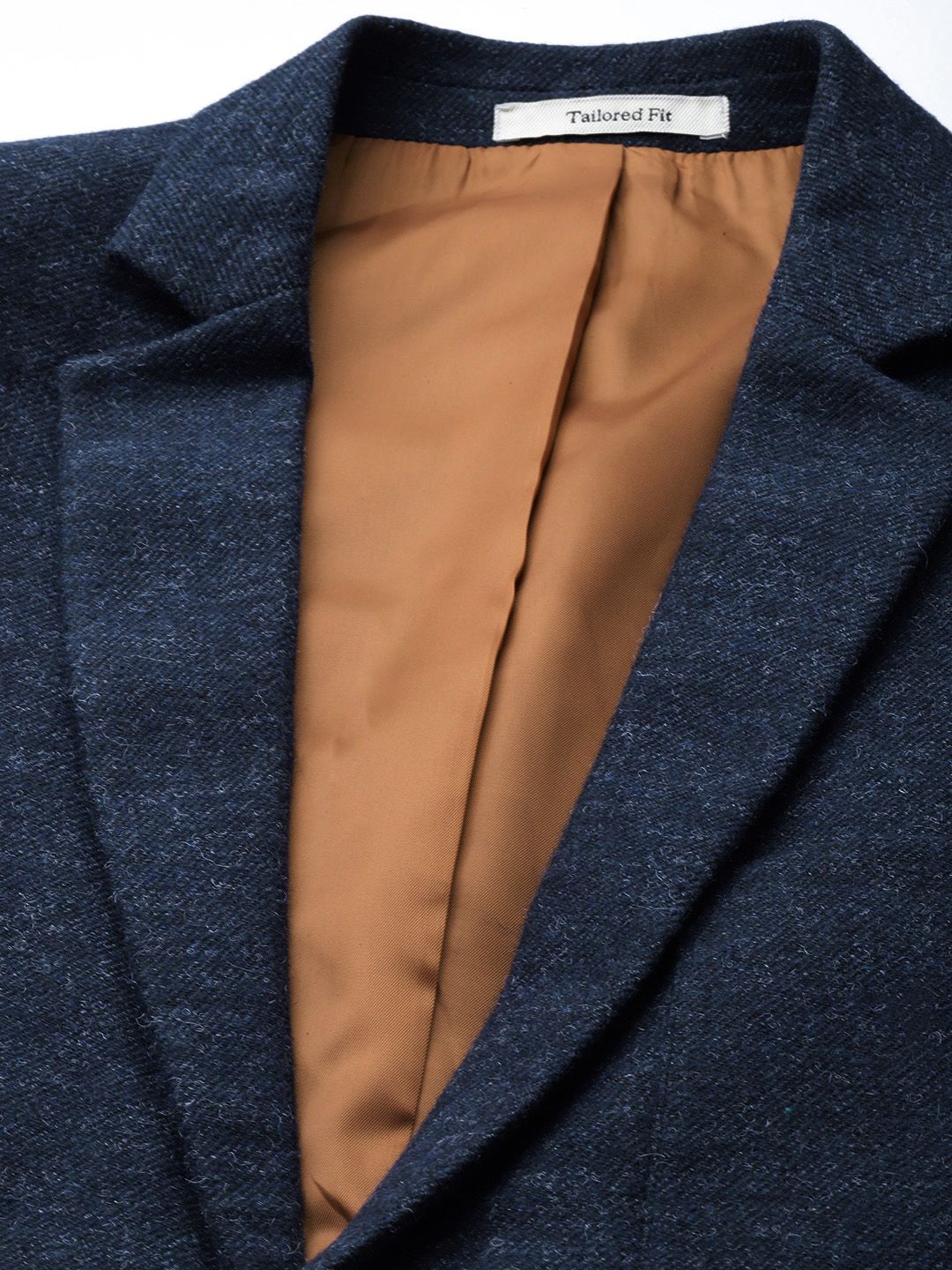 Mr Bowerbird Men Navy Blue Solid Single Breasted Casual Tweed Blazer