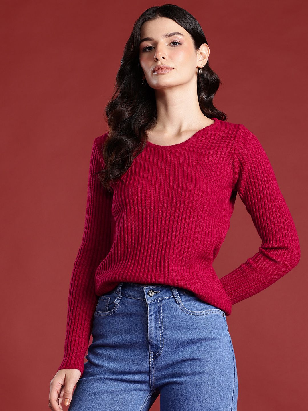 all about you Women Acrylic Ribbed Pullover