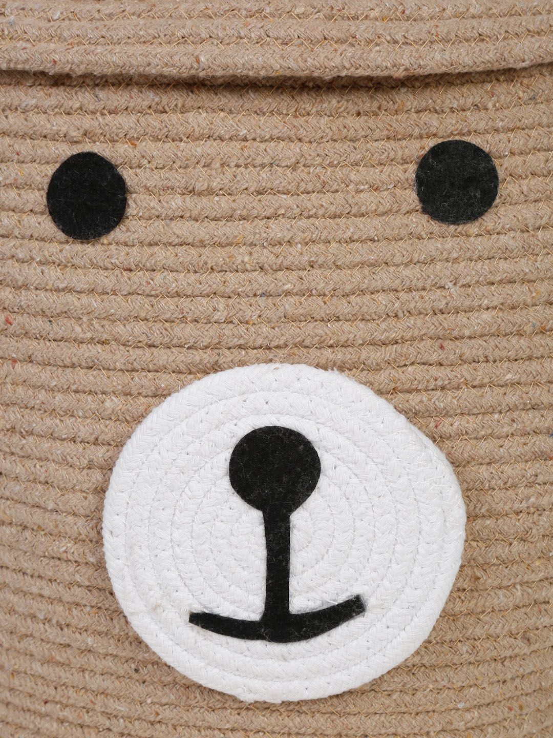 HOSTA HOMES Kids Brown & White Cartoon Face Pure Cotton Laundry Bag