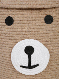 HOSTA HOMES Kids Brown & White Cartoon Face Pure Cotton Laundry Bag