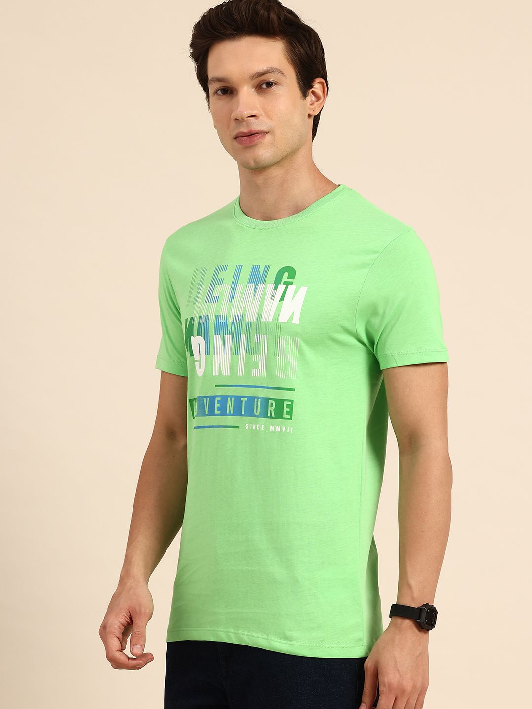 Being Human Brand Logo Printed Pure Cotton Slim Fit T-shirt