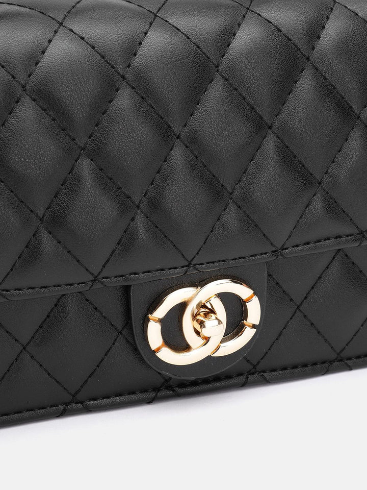 DressBerry Quilted Structured Satchel Bag