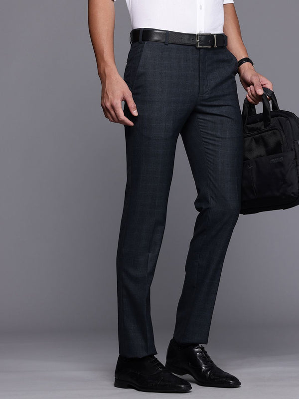 Raymond Men Checked Slim Fit Formal Trousers