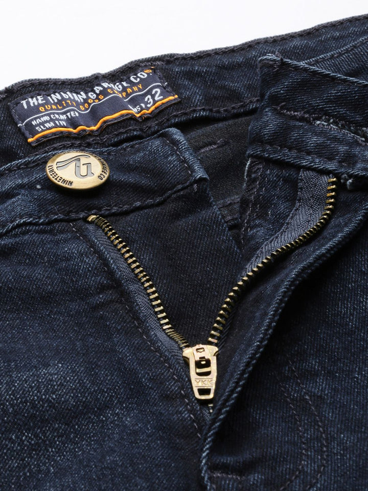 The Indian Garage Co Men Relaxed Fit Low Distress Light Fade Stretchable Jeans