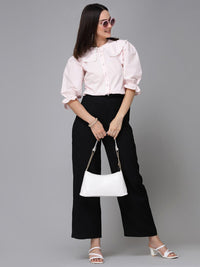 Style Quotient Pink Puff Sleeves Shirt Style Top