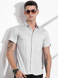 Thomas Scott Men Classic Slim Fit Spread Collar Abstract Printed Cotton Knitted Shirt