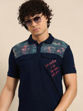 Being Human Men Typography Printed Polo Collar Pure Cotton Flap Pockets T-shirt