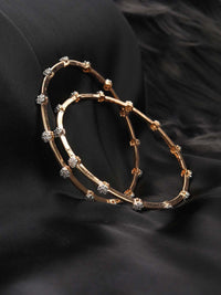 Priyaasi Set Of 2 Rose Gold-Plated & White American Diamond-Studded Handcrafted Bangles