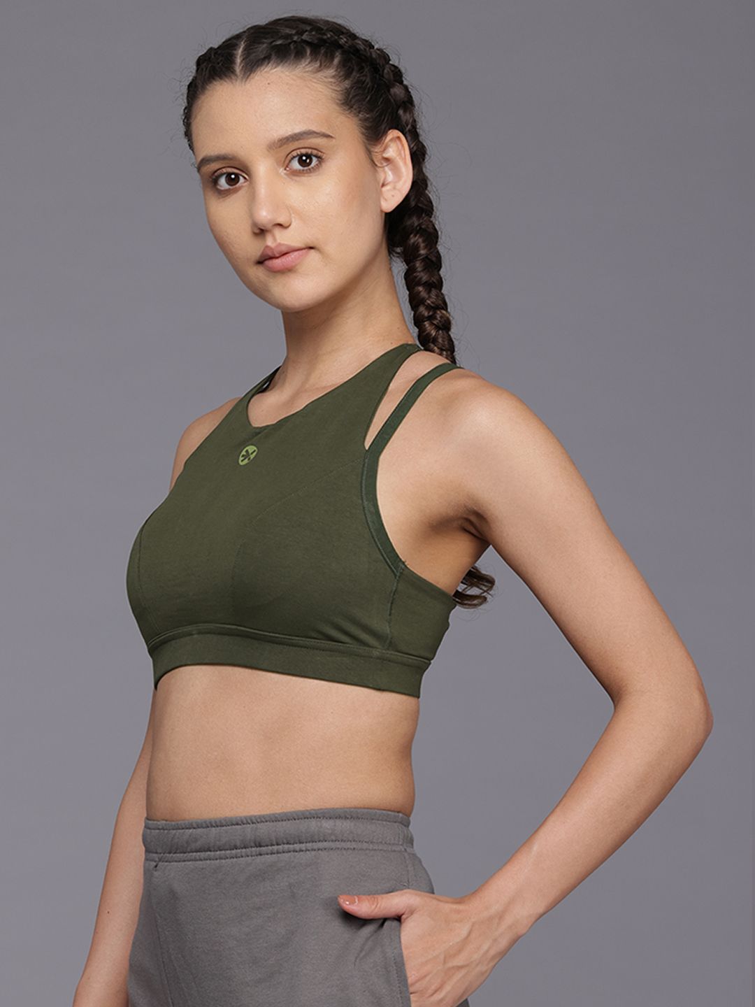 HRX by Hrithik Roshan Styled Back Medium Coverage Lightly Padded Workout Bra KY018_03