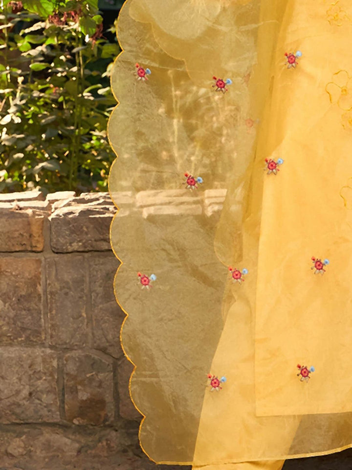 Indo Era Ethnic Motifs Embroidered Thread Work Pure Cotton Kurta with Trousers & Dupatta