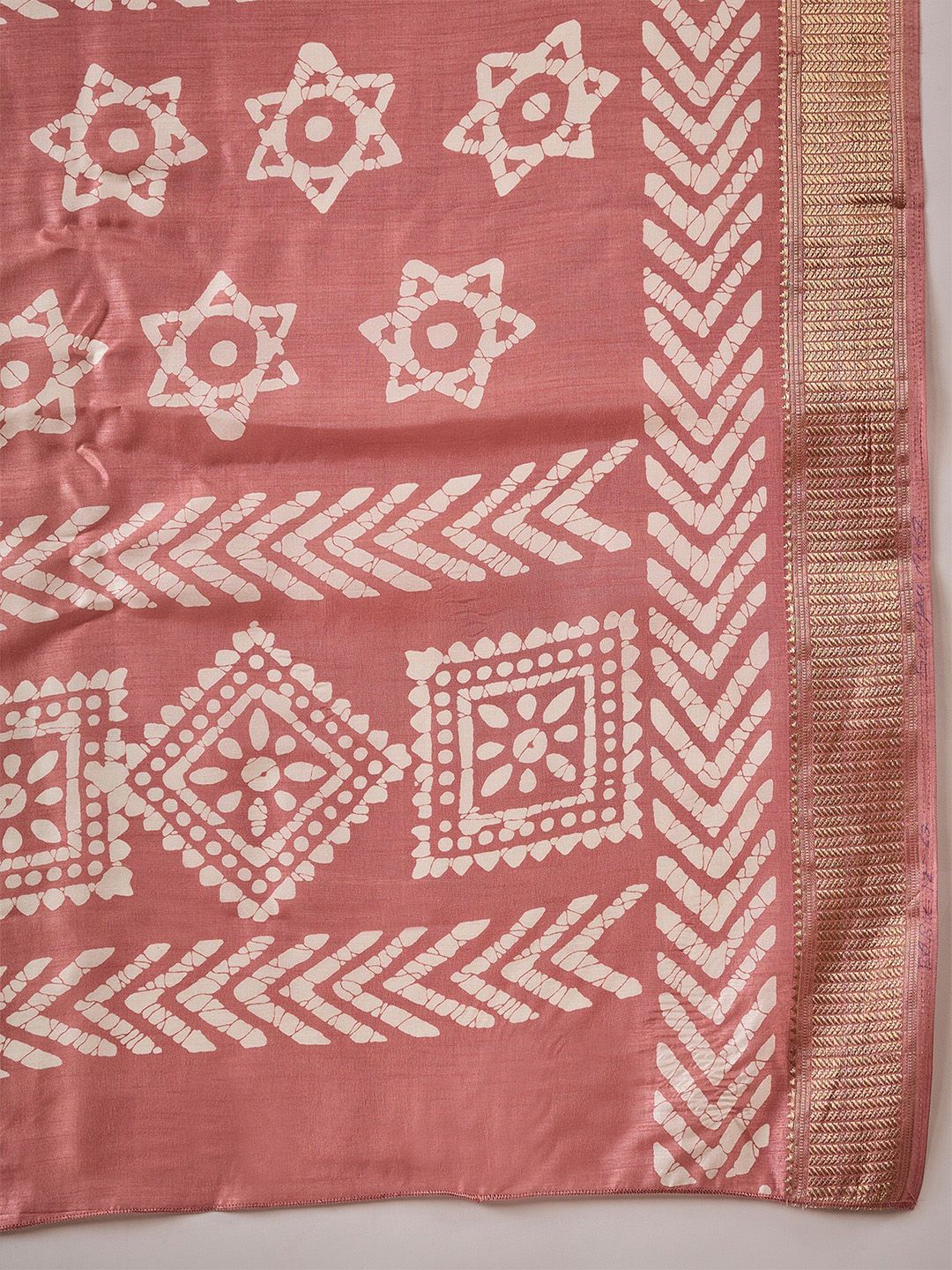 Saree mall Floral Zari Block Print Ready to Wear Sarees