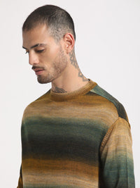 THE BEAR HOUSE Striped Drop-Shoulder Sleeves Acrylic Pullover Sweatshirt