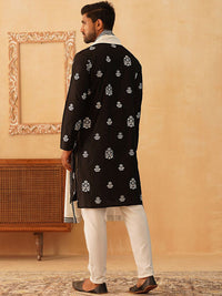 Jompers Floral Embroidered Sequinned Straight Kurta & Pyjamas With Dupatta