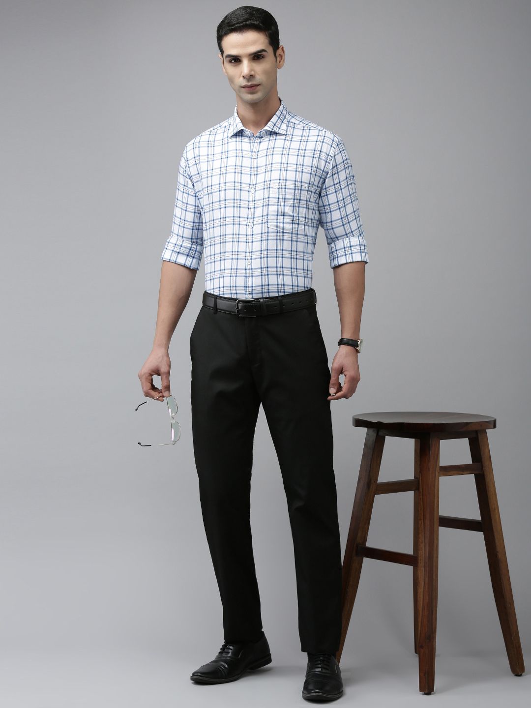 Park Avenue Men Slim Fit Tartan Checks Opaque Pure Cotton Formal Shirt