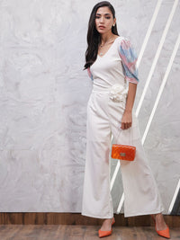 Athena White V-Neck Puff Sleeve Top