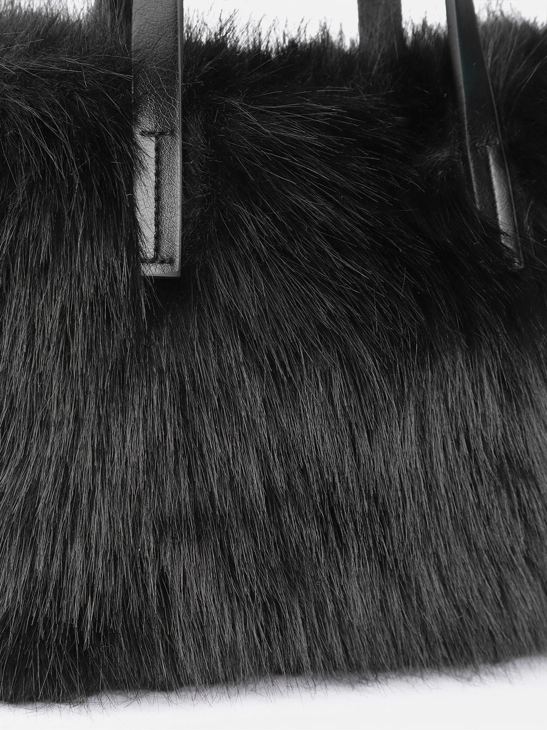 DressBerry Structured Handheld Bag With Fur