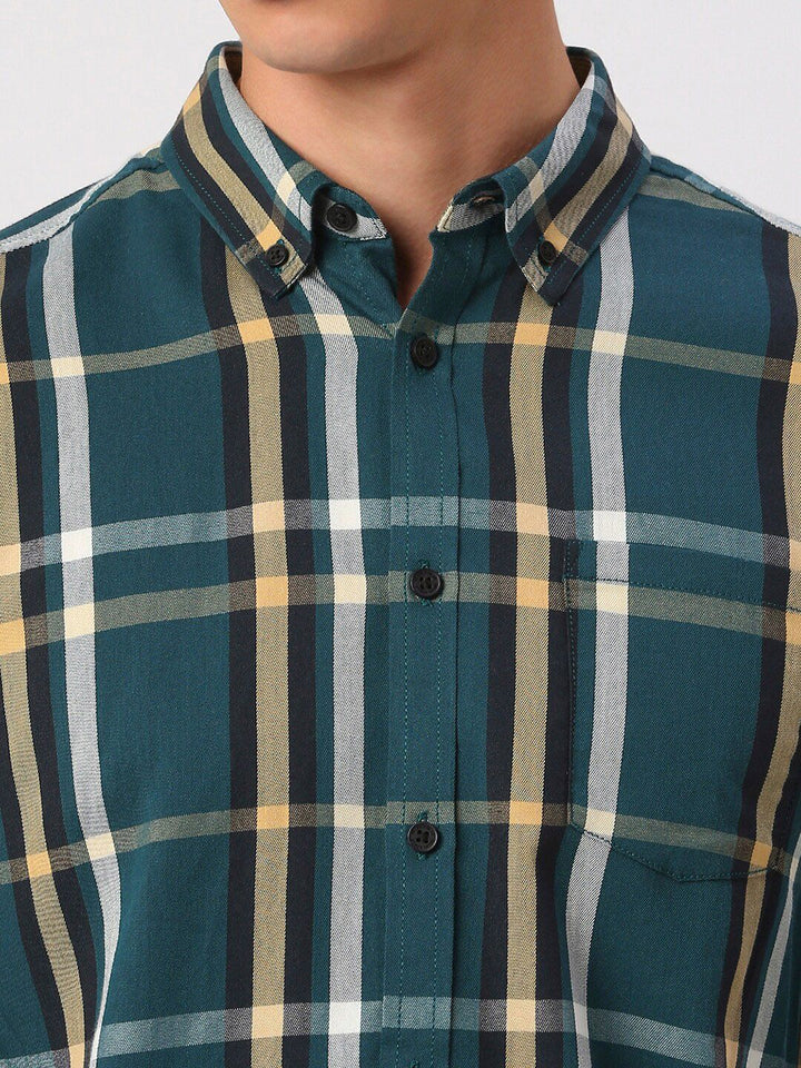 Being Human Tartan Checked Cotton Slim Fit Casual Shirt