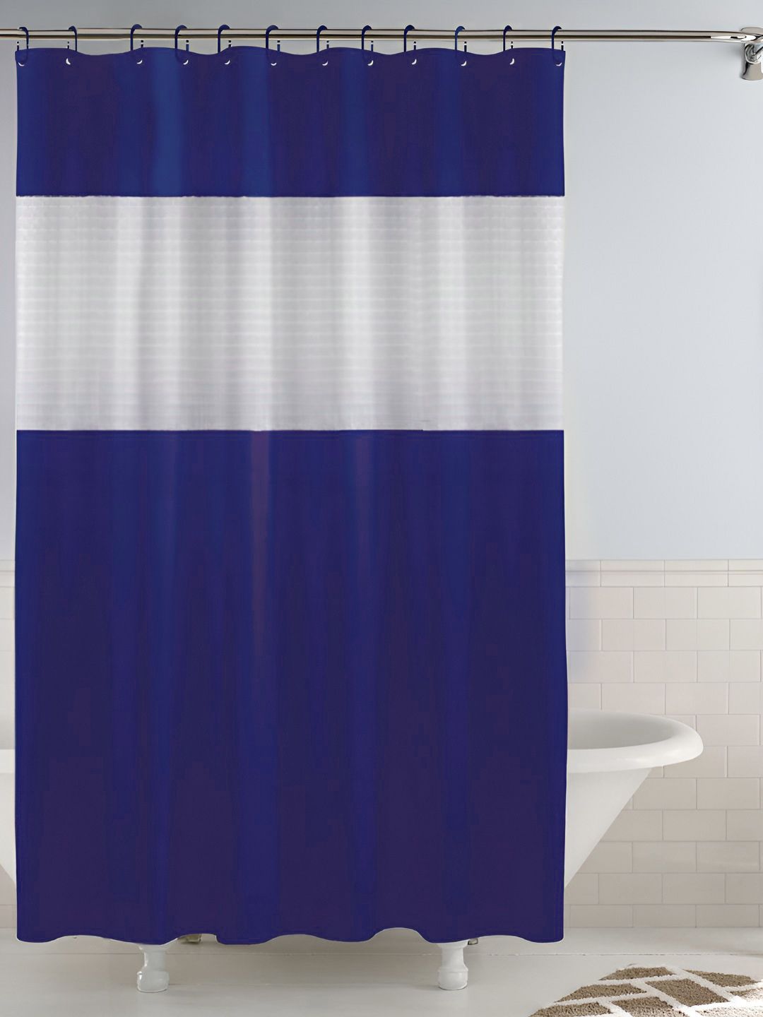Story@home Purple & White Waterproof Shower Curtain