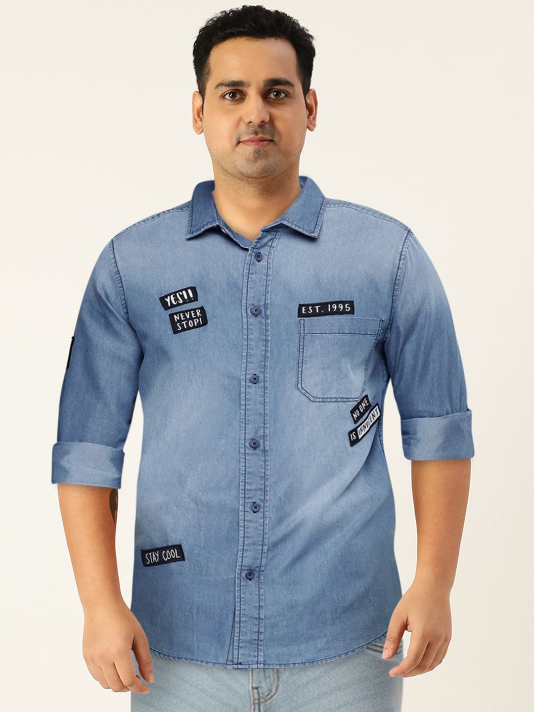 The Indian Garage Co Men Blue Slim Fit Opaque Printed Casual Shirt
