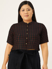 Anouk Black Checked Crop Top