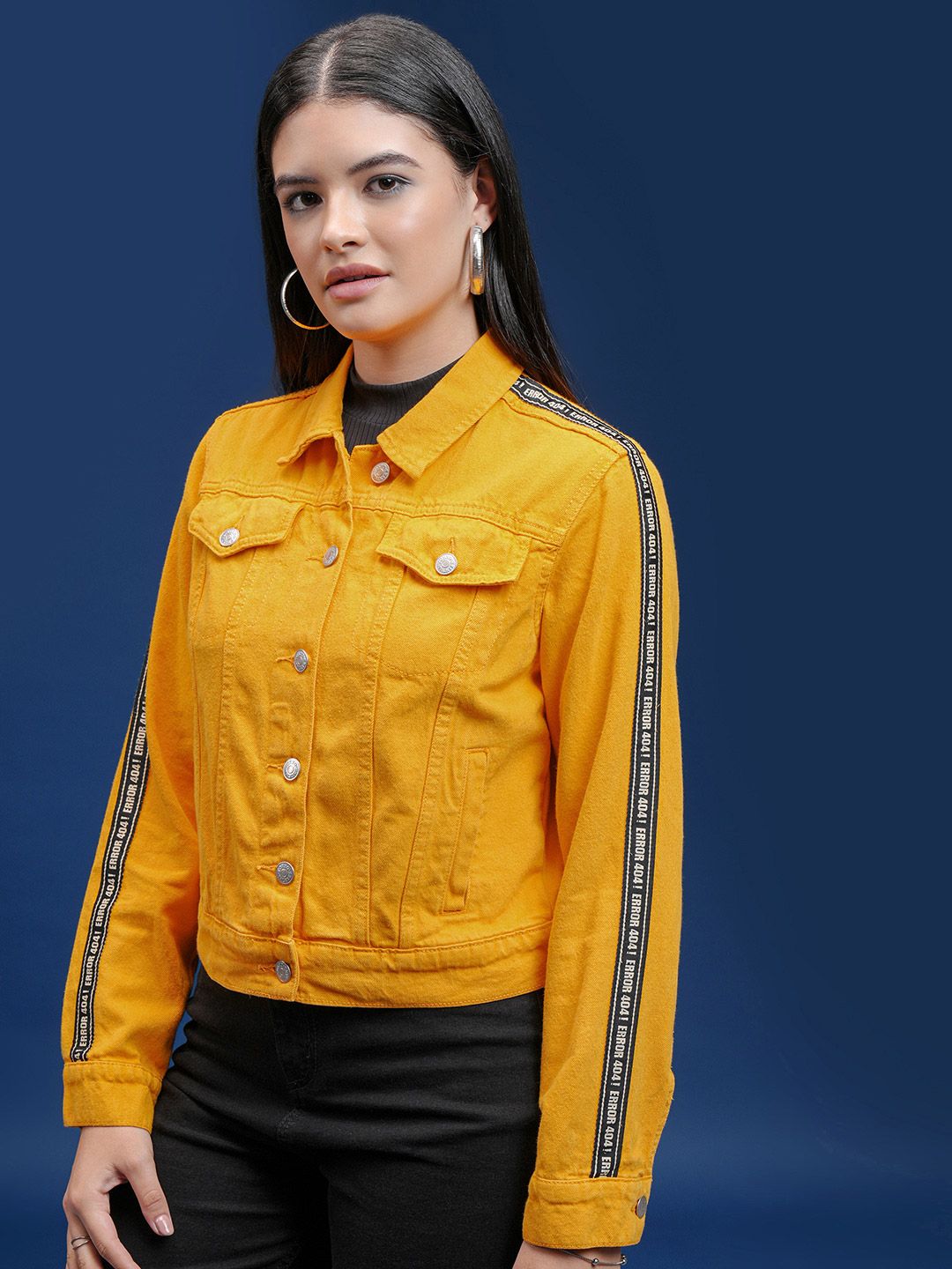 Tokyo Talkies Women Yellow Solid Denim Jacket