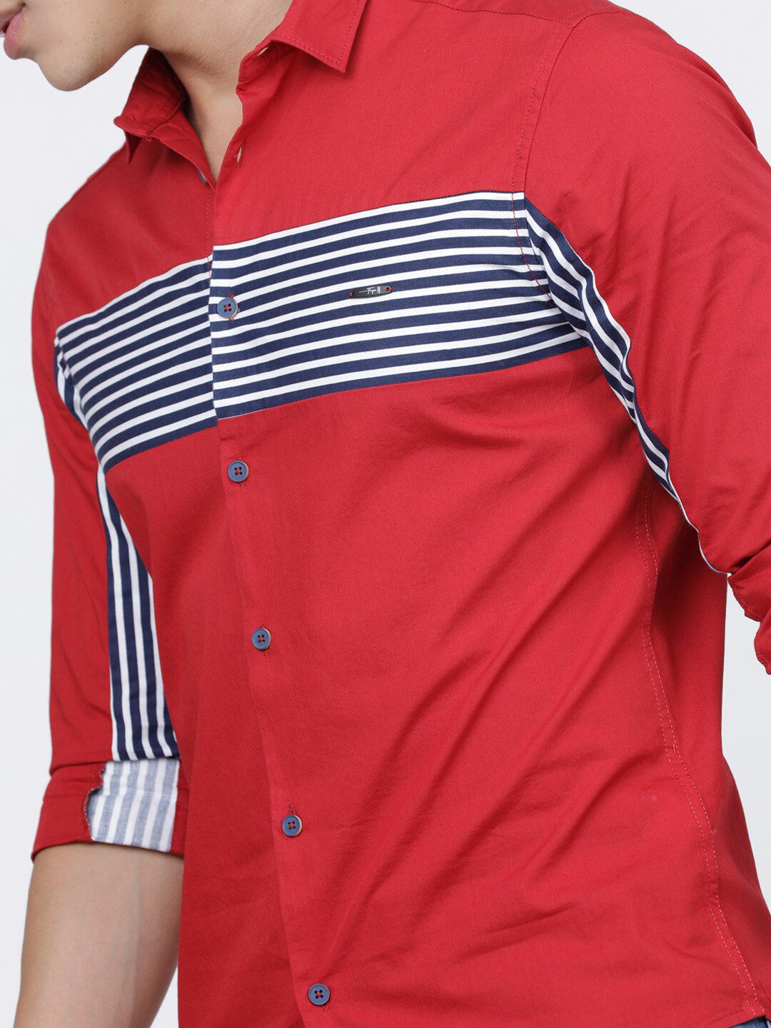 The Indian Garage Co Men Red Slim Fit Striped Casual Shirt