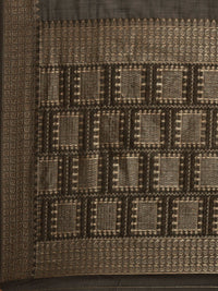 Saree mall Charcoal & Gold-Toned Paisley Linen Blend Sarees