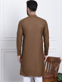 SOJANYA Band Collar Geometric Thread Work Cotton Kurta