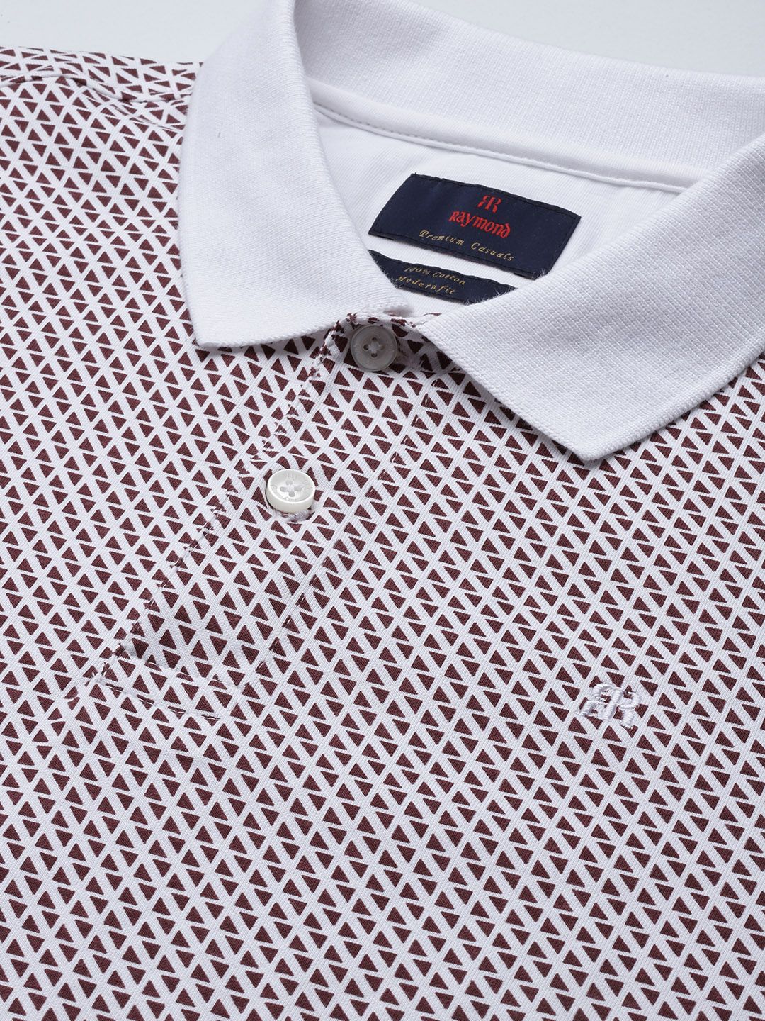 Raymond Geometric Print Polo Collar Pure Cotton Modern Fit T-shirt
