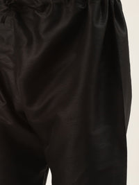 SOJANYA Men Black & Yellow  Jacquard Woven Design Kurta with Churidar & Nehru Jacket
