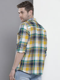 The Indian Garage Co Men Regular Fit Checked Double Flap Pocket Flannel Shirt