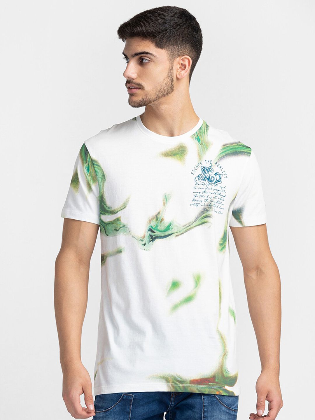 Being Human Abstract Printed Round Neck T-shirt