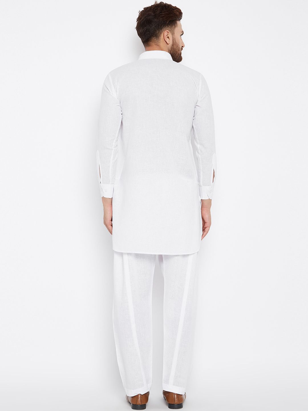 SOJANYA Men White Solid Straight Kurta