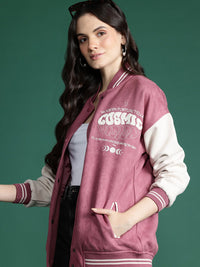 DressBerry Typography Colourblocked Varsity Jacket