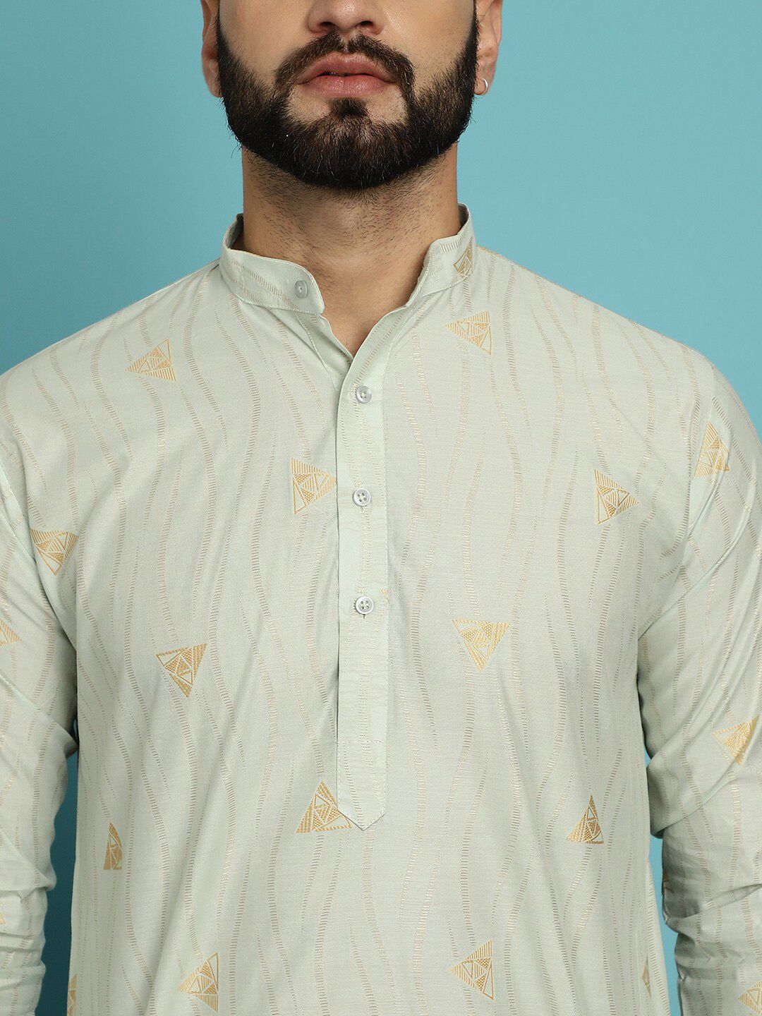 SOJANYA Geometric Woven Design Straight Kurta with Churidar