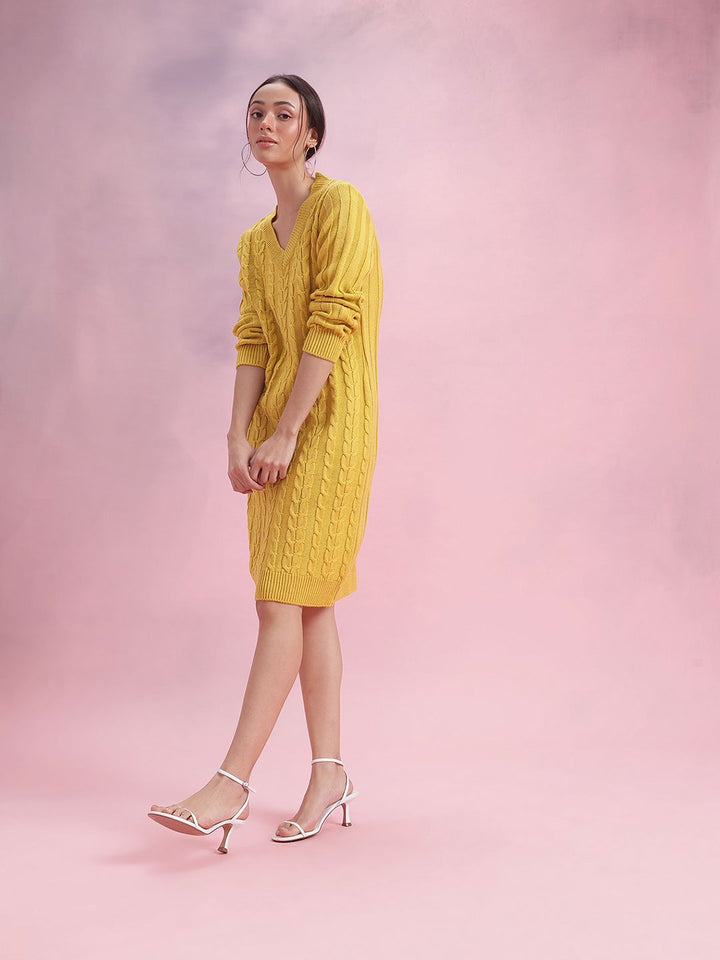 DressBerry Acrylic V-Neck Sweater Dress