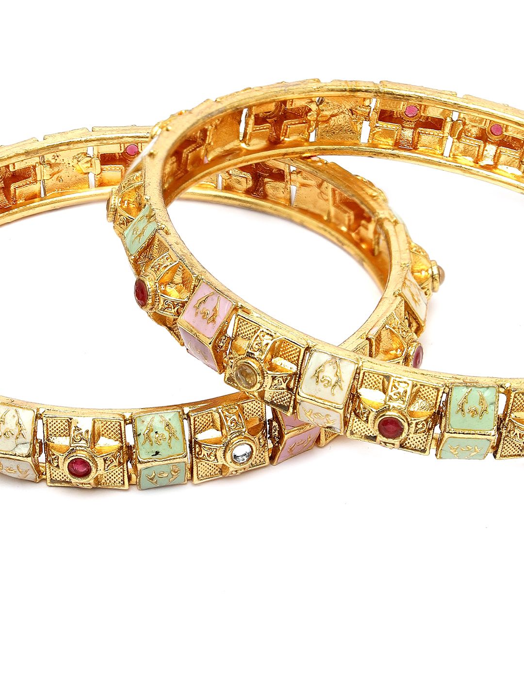 Set Karatcart dari 2 Bangles Meenakari berlapis emas
