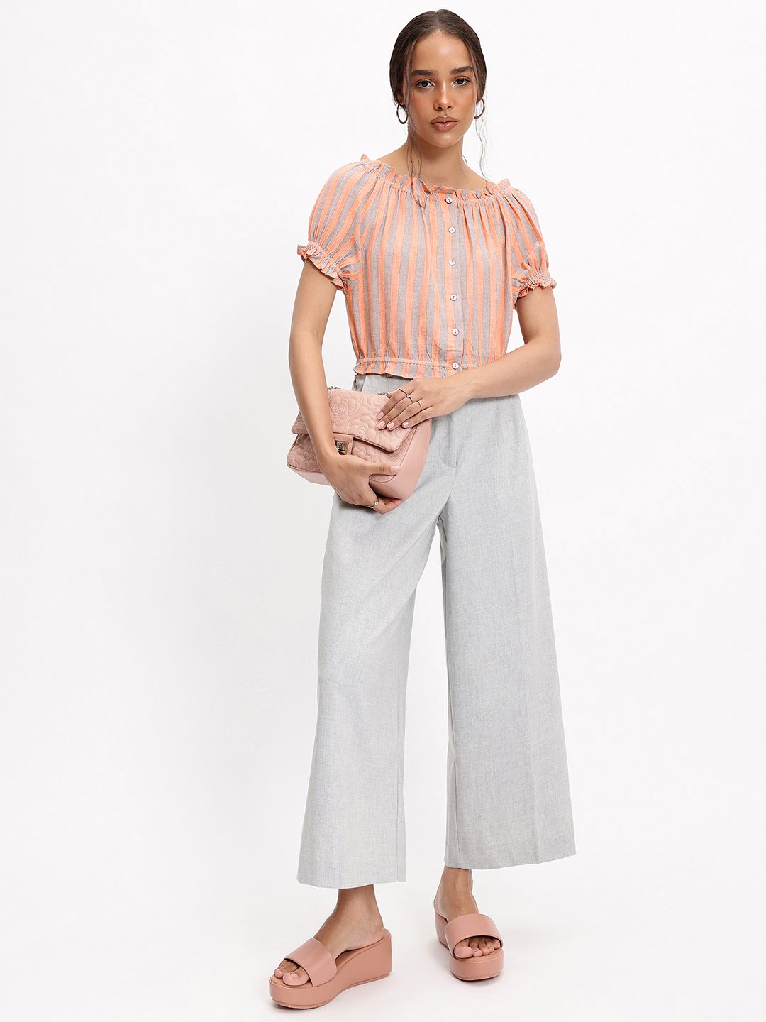 DressBerry Y2K Stripe Revival Blouson Top