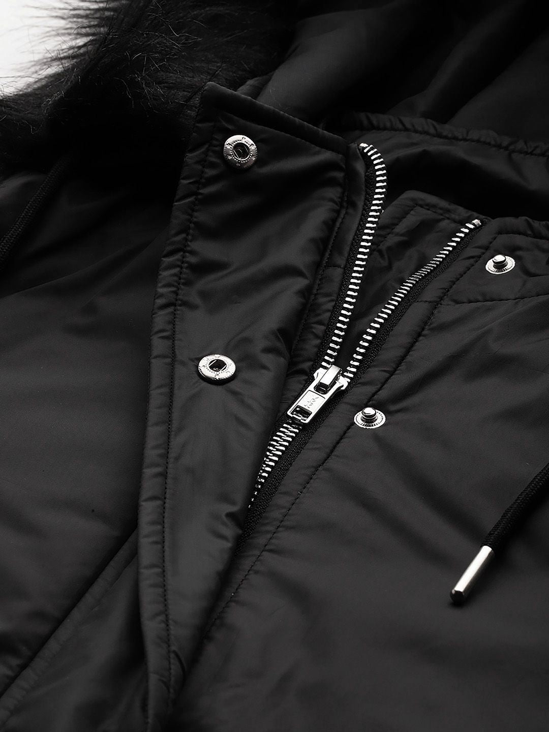 DressBerry Hooded Faux Fur Longline Parka Jacket