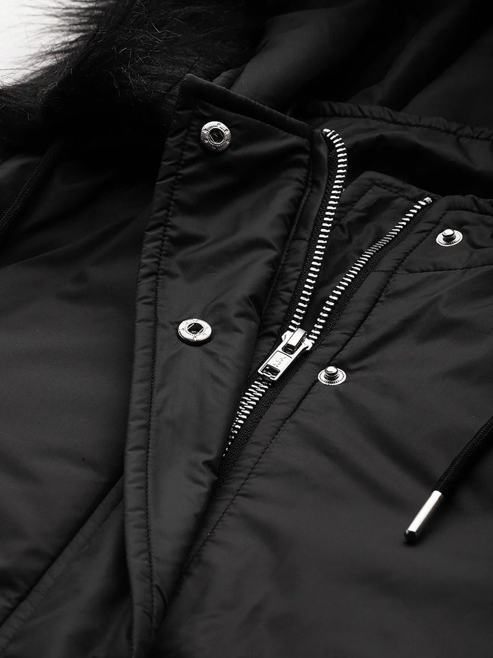 DressBerry Hooded Faux Fur Longline Parka Jacket