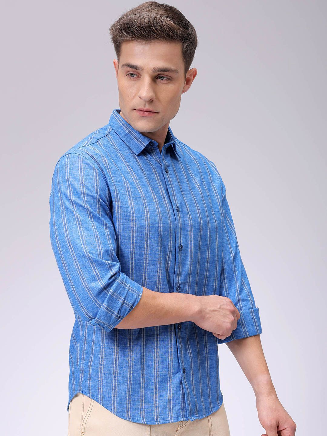 The Indian Garage Co Men Slim Fit Multi Stripes Opaque Striped Casual Shirt